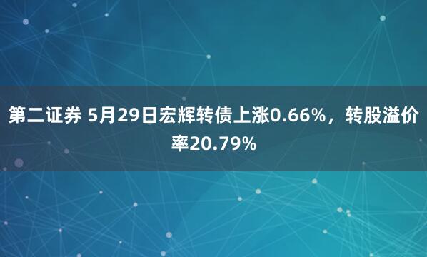 第二证券 5月29日宏辉转债上涨0.66%，转股溢价率20.79%
