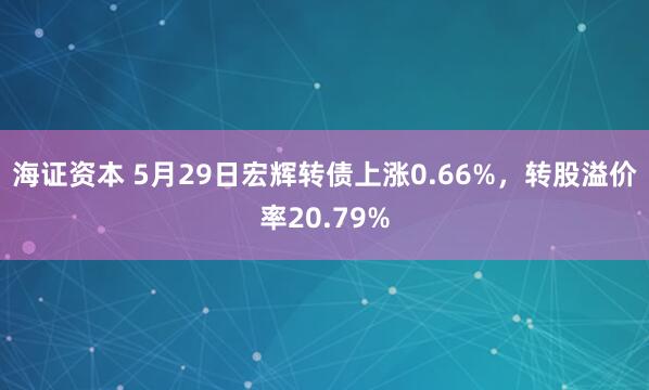 海证资本 5月29日宏辉转债上涨0.66%，转股溢价率20.79%