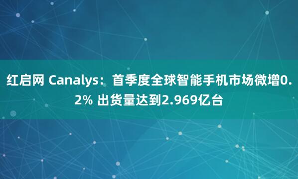 红启网 Canalys：首季度全球智能手机市场微增0.2% 出货量达到2.969亿台