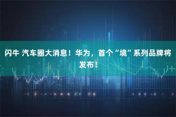 闪牛 汽车圈大消息！华为，首个“境”系列品牌将发布！